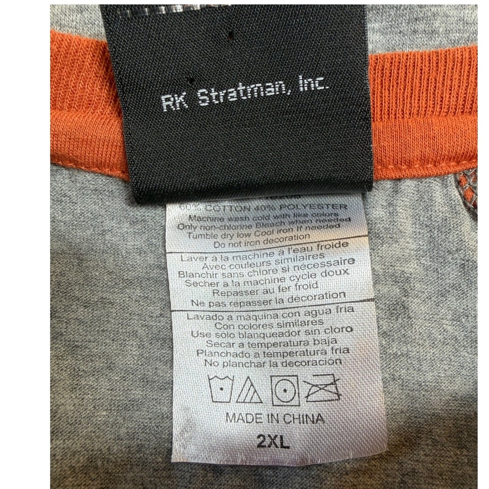 Harley Davidson 2XL Henley Shirt Mens Grey Orange Flaming‎ Gorge Raglan - Picture 8 of 8